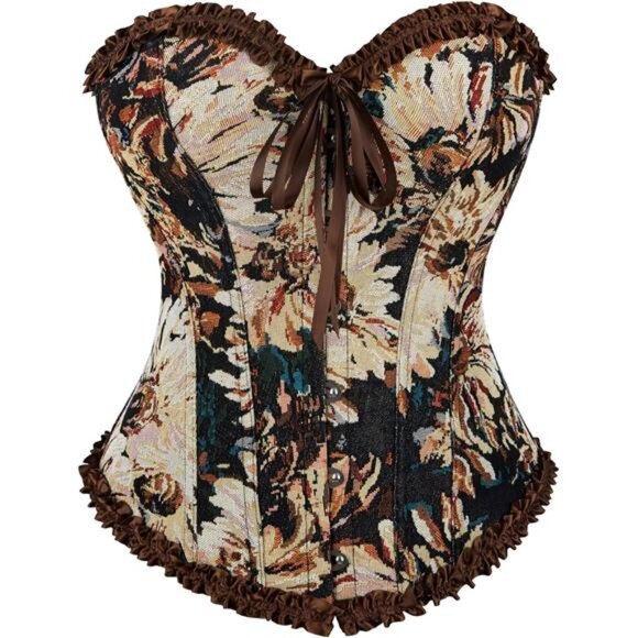 Tops - Renaissance Corset Top for Women Brown3